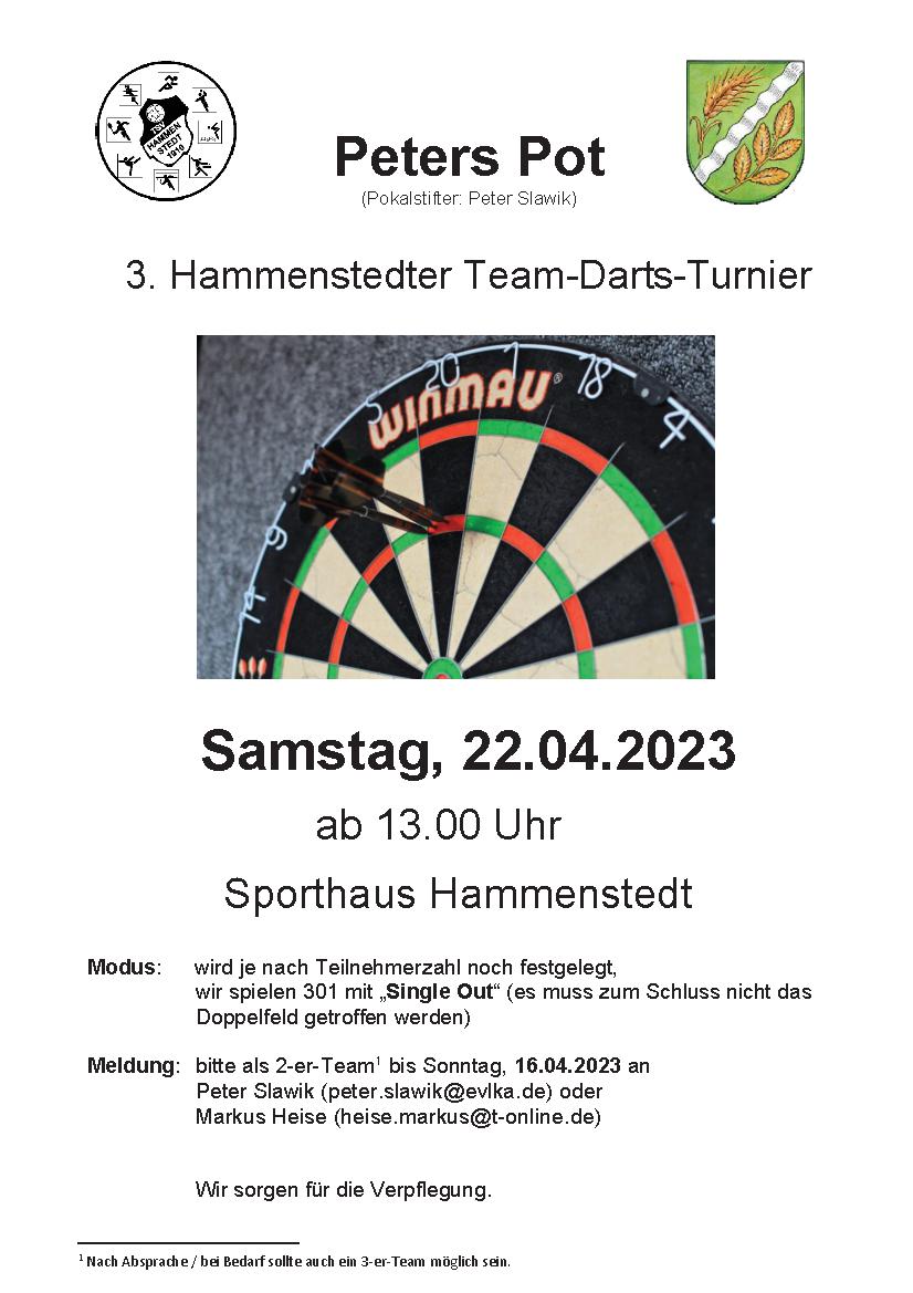 Darts-Turnier Peters Pot 2023 für alle TSV Hammenstedt